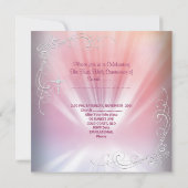 Girl First Holy Communion White Pink Himmlisch Einladung (Rückseite)