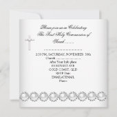 Girl First Holy Communion White Silver 2 Einladung (Rückseite)
