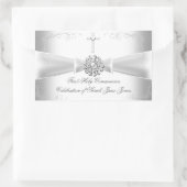 Girl First Holy Communion White Silver Rechteckiger Aufkleber (Tasche)