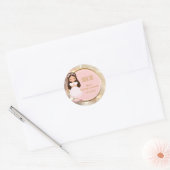 Girl First Holy Communion Winter Pink Gold Bokeh Runder Aufkleber (Umschlag)