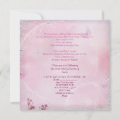 Girl First Holy Communy Weißrosa Schmetterling Einladung (Rückseite)