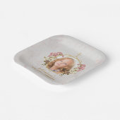 Girl First Kommune Foto Marmor Rosa Orchid Gold Pappteller (Gewinkelt)