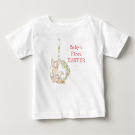 Girl First Oaster Bunny auf Blume Swing Baby T-shirt