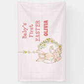 Girl First Oaster Bunny auf Blume Swing Banner (Vertikal)