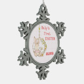 Girl First Oaster Bunny auf Blume Swing Schneeflocken Zinn-Ornament (Links)
