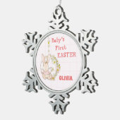 Girl First Oaster Bunny auf Blume Swing Schneeflocken Zinn-Ornament (Rechts)