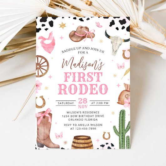 Girl First Rodeo Birthday Invitation Einladung