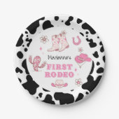 Girl First Rodeo Cowgirl Geburtstagsparty Pappteller (Vorderseite)