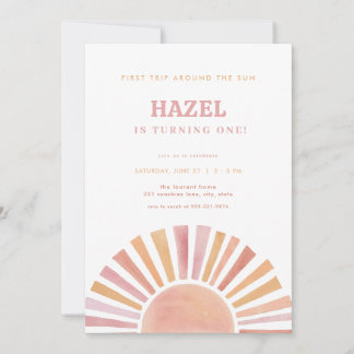 Girl First Trip Rund um die Sonne zum Geburtstag e Einladung