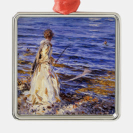 Girl Fishing (von John Singer Sargent) Ornament Aus Metall