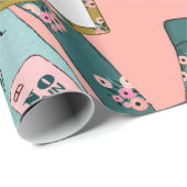 Girl-Fitness-Blumenmuster Geschenkpapier (Rolleneckpunkt)