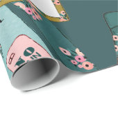 Girl-Fitness-Muster Geschenkpapier (Rolleneckpunkt)