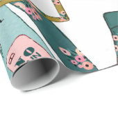 Girl-Fitness-Muster Geschenkpapier (Rolleneckpunkt)