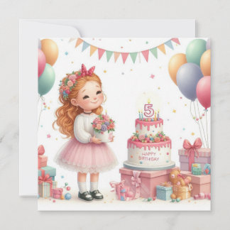 Girl five years old birthday Personalize Custom Einladung