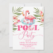 Girl Flamingo Pool Party Geburtstag Einladung (Vorderseite)
