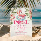 Girl Flamingo Pool Party Geburtstag Einladung