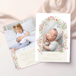 girl floral arch photo custom text baby birth ankündigung