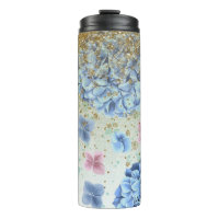 *~* Girl-Floral Blue Pink Hydrangea-Glitzer