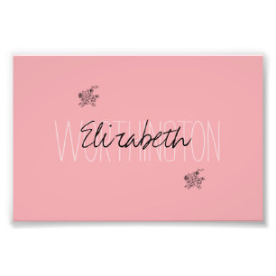 Girl Floral Calligraphy Name pink rot rot Fotodruck