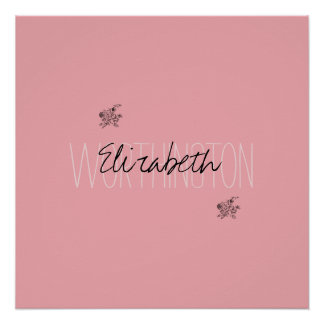 Girl Floral Calligraphy Name pink rot rot Poster
