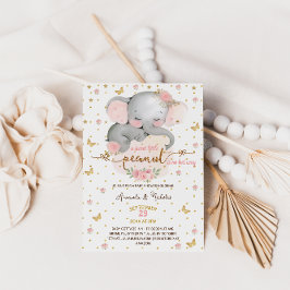 Girl Floral Elephant Baby Dusche Einladung