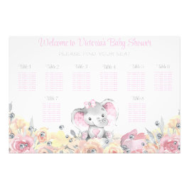 Girl Floral Elephant Baby Shower Seekarte Fotodruck