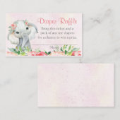 Girl Floral Elephant Diaper Raffles Tickets (Vorne/Hinten)