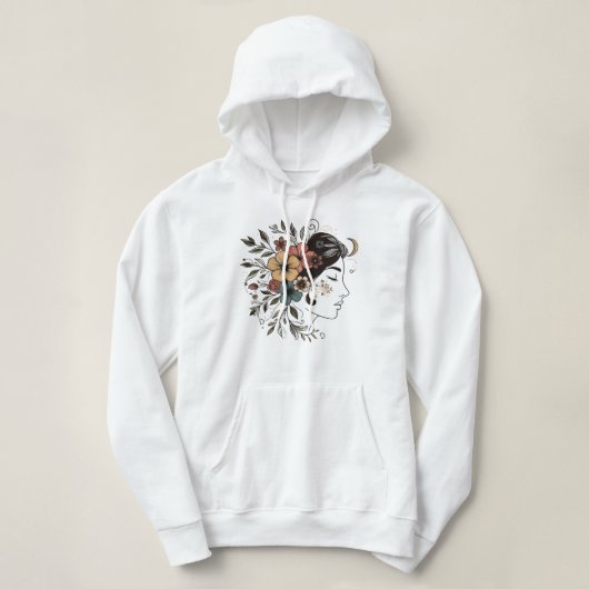 Girl floral face line art  hoodie (Design vorne)
