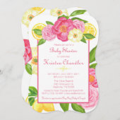 Girl Floral Garden Lemon Babydusche Einladung (Vorne/Hinten)
