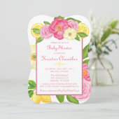 Girl Floral Garden Lemon Babydusche Einladung (Stehend Vorderseite)