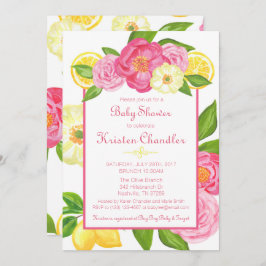 Girl Floral Garden Lemon Kinderdusche Einladung