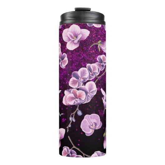 *~* Girl-Floral-Glitzer Confetti Thermal Tumbler Thermosbecher (Vorderseite)