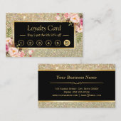 Girl Floral Gold Glitzer Loyalität Karte (Vorne/Hinten)