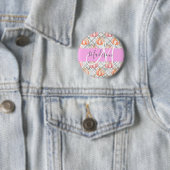 Girl Floral Grau Pink Peach Pumpkin Monogram Name Button (Beispiel)