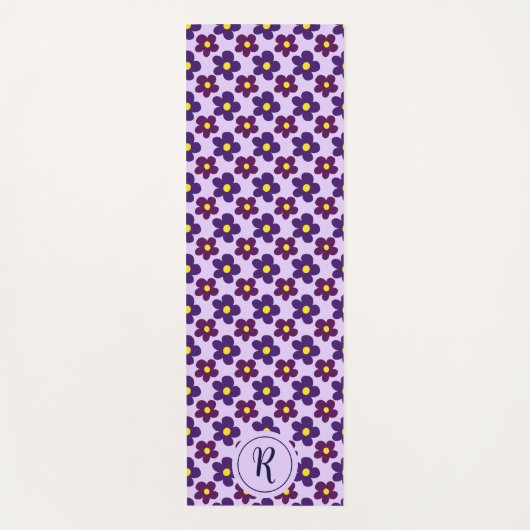Girl Floral mit Retro Daisy Blume Lila Fitnessraum Yogamatte (Vorderseite)