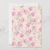 Girl Floral Pink Niedlich Bunny Baby Dusche Einladung (Rückseite)