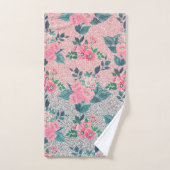 Girl Floral & Pink Silver Ombre Glitzer Design Badhandtuch Set (Handtuch)