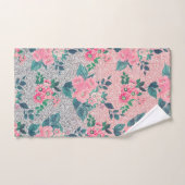 Girl Floral & Pink Silver Ombre Glitzer Design Badhandtuch Set (Handtuch)