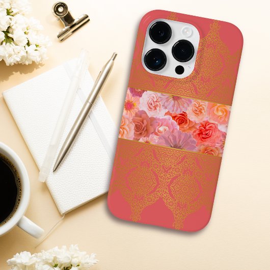 Girl-Floral Pink und Golden Damask Lace Case-Mate iPhone Hülle