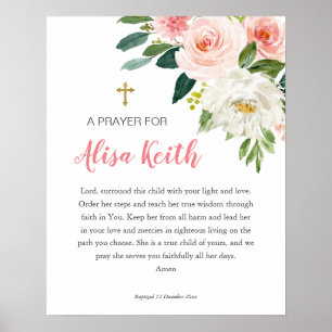 Girl Floral Printable Taufen Gift Poster