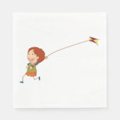 Girl Flying A Kite Napkins Serviette (Vorderseite)