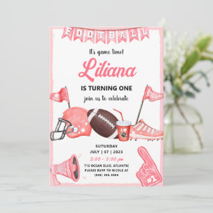 Girl Football Ball Erster Geburtstag Einladung