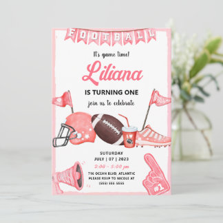 Girl Football Ball Erster Geburtstag Einladung