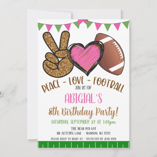 Girl Football Invite Einladung (Vorderseite)