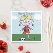 Girl Football-Spieler Happy Birthday Napkins Serviette (Beispiel)