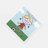 Girl Football-Spieler Happy Birthday Napkins Serviette (Ecke)