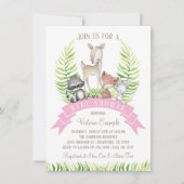 Girl Forest Woodland Greenery Kinderdusche Einladung (Vorderseite)