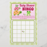 Girl Frog Baby Showspiel BINGO Sheet Flyer<br><div class="desc">Matches MonkeyHutDesigns Baby Dusche Einladung. Babydusche Spielkarte. Mädchen Puddles Pond Frosch Schildkröte Thema.</div>