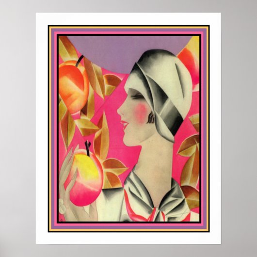 "Girl & Fruit Tree" Art Deco Poster (Vorne)
