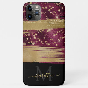 Girl Fun Burgundy Gold Glitzer Script Mit Monogram Case-Mate iPhone Hülle